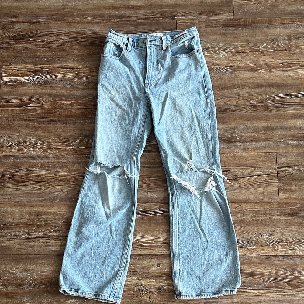 Abercrombie & Fitch Light Blue Distressed Flare Jeans